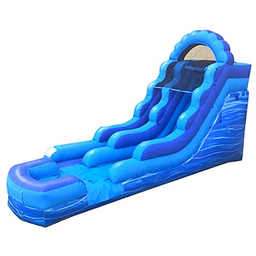 TentandTable 15-Foot Blue Marble Inflatable Water Slide, Wet or Dry, Commercial Grade, 1.5 HP Blower and Stakes Included